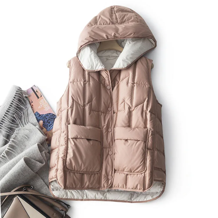 C 2022 New Women LightWeight Thermal Seamlessly Sleeveless White Duck Down Jacket For Ladies Fashion All Match Chic Vest 