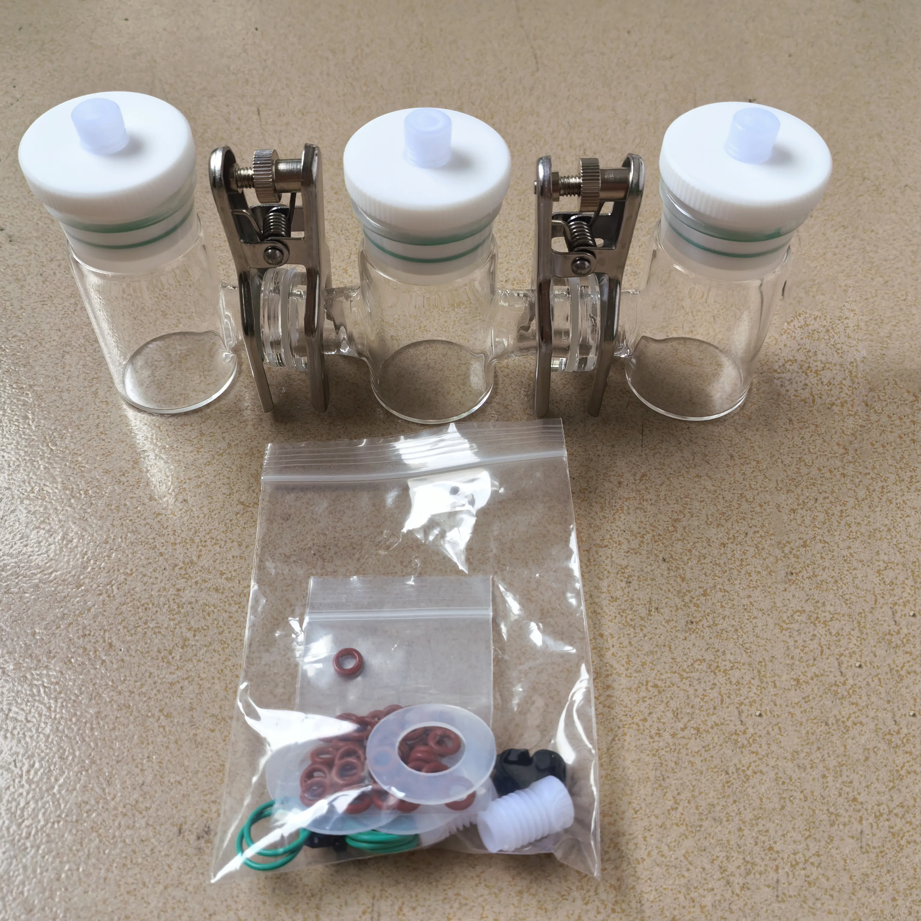 H-Type Triple Electrolysis Cell, 3-Neck Sealed Electrolyzer for Laboratory Chemical Experiment and Teaching