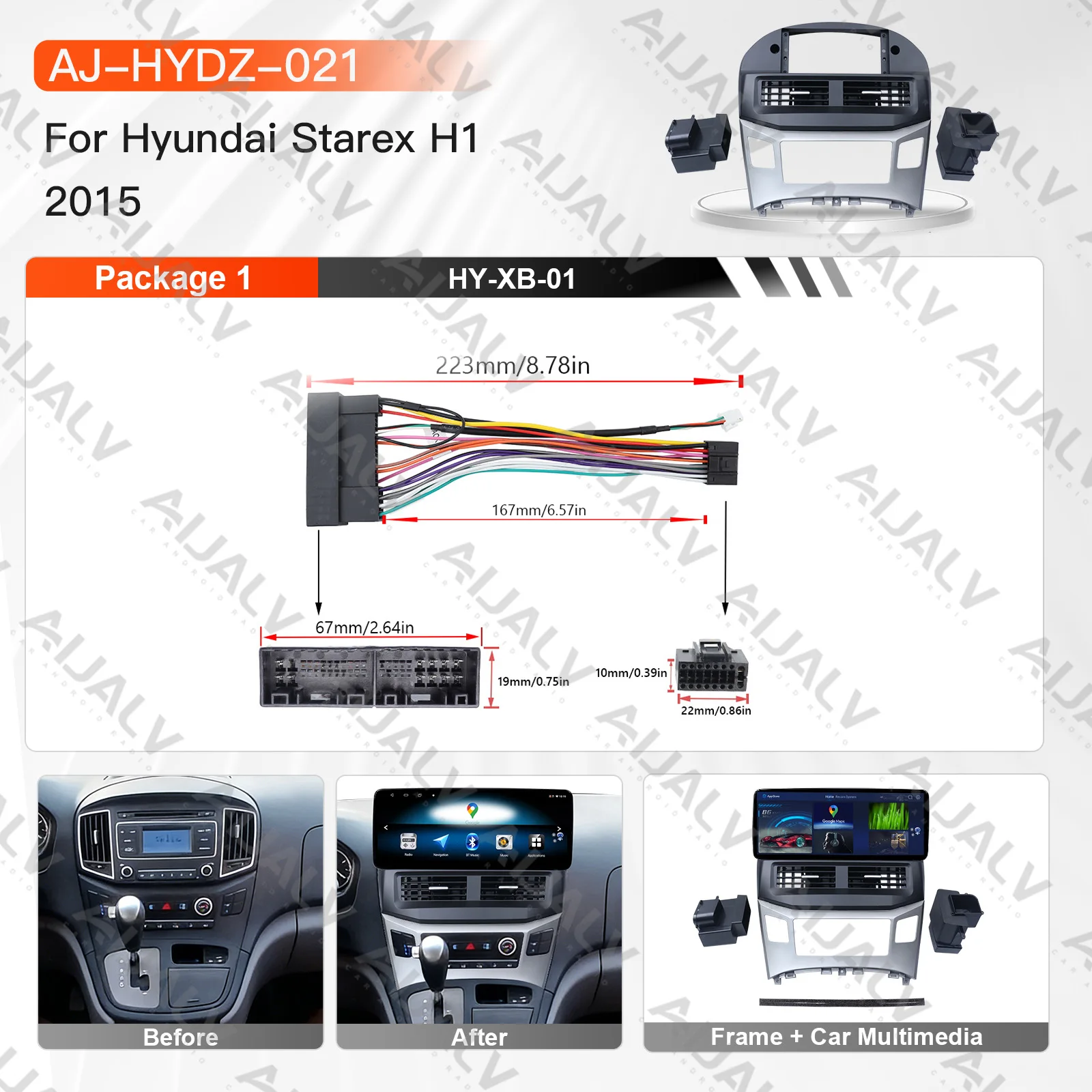 12.3-Inch frame for Hyundai Starex H1 2015 Matte Silver Car Radio Dashboard DVD Panel Retrofit Trim Kit Mounting Panel