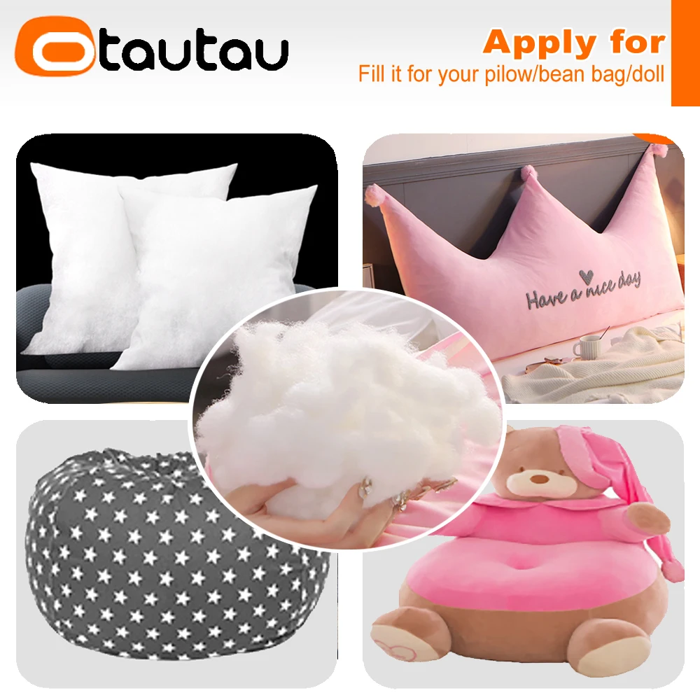 OTAUTAU 1kg PP Cotton Polyester High-elasticity Eco 3D Hollow Filler for Pillow Plush Toy Doll Bean Bag Sofa Bed Cushion OT001