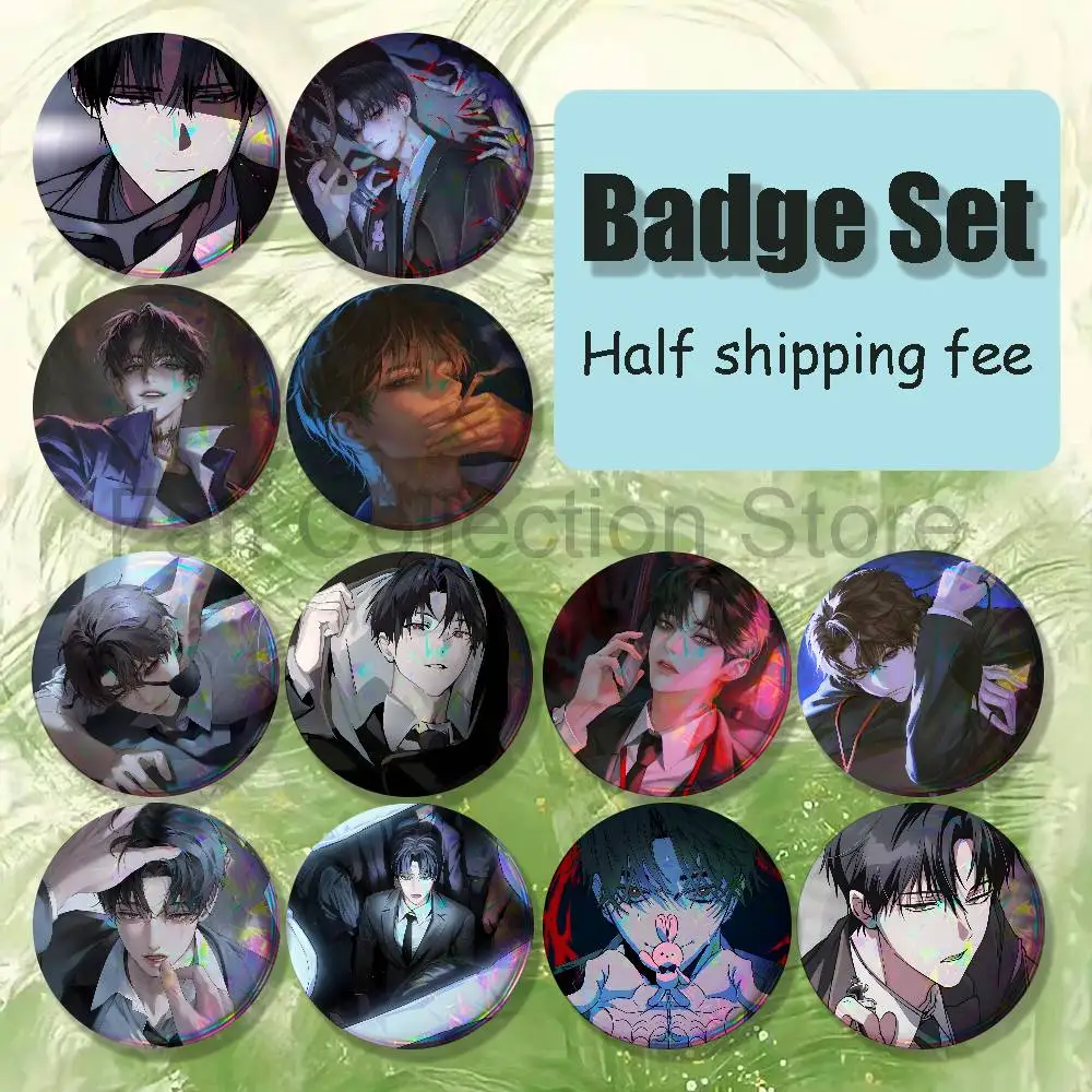 K-Kim S-Soleum Novel GSGW Brooches for Backpack Accessories 25,32,44,58,75mm Round Enamel Pins 4-piece set Anime enamel Pin Set