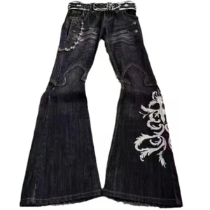 Harajuku Hohe Taille Harajuku Frauen, lose bestickte Hosen, Punkrockstil, Micro La Retro, großes Bein, Nova, Y2K 8 Hauptverkäufe Bermuda Jeans Stickerei weiblich - №4