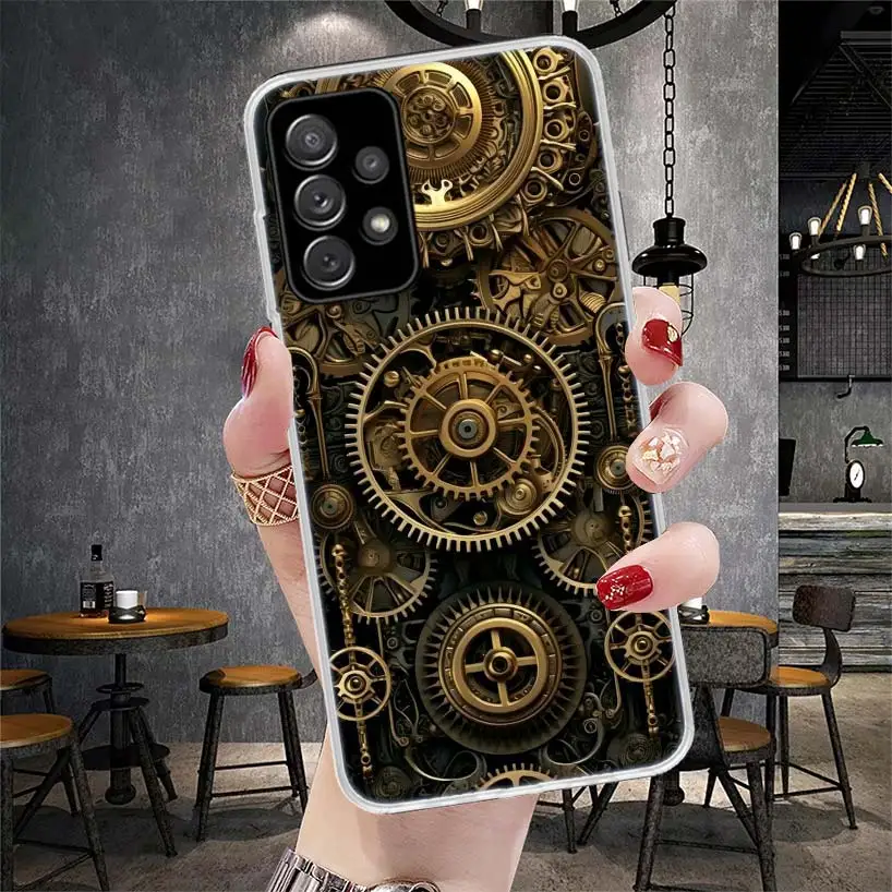 Steampunk Gear Mechanical Phone Case For Samsung Galaxy A55 A54 A53 A52 A15 A14 A13 A12 A35 A34 A33 A32 A25 A24 A23 A22 A04S A03