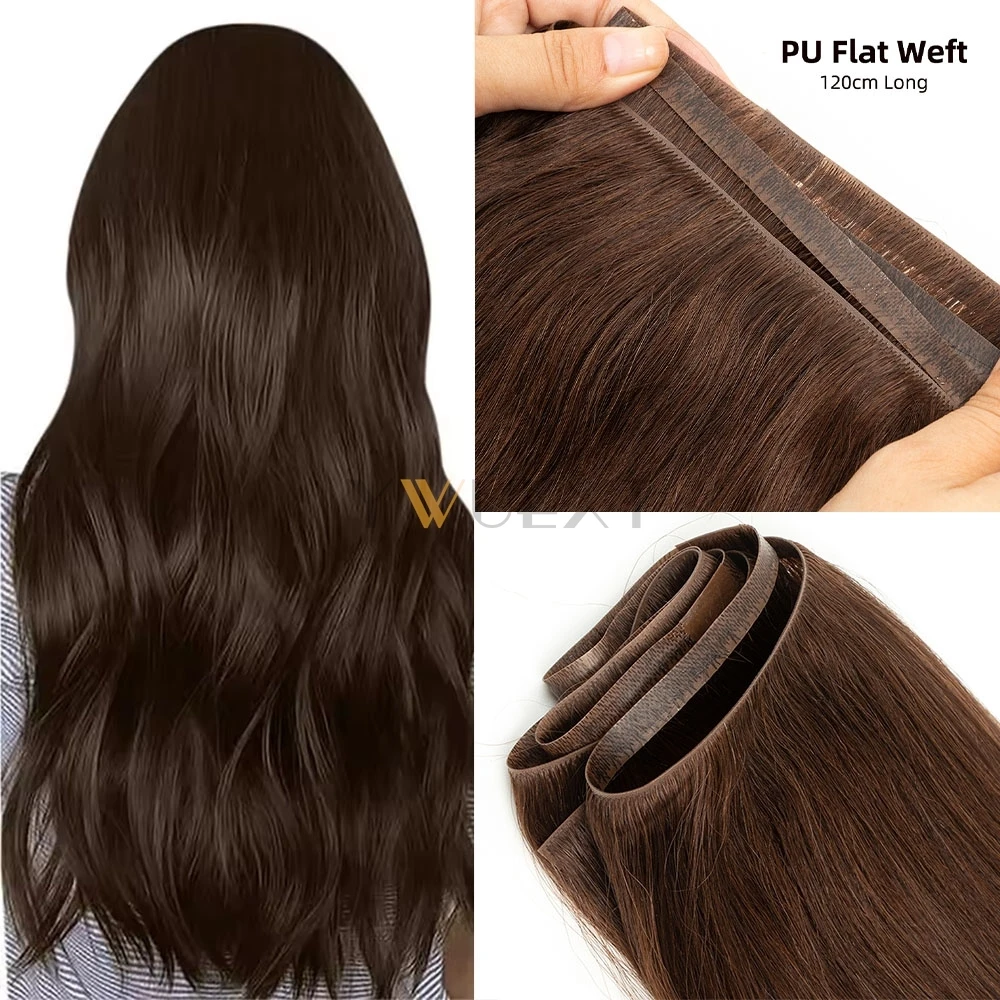 YWUEXT Invisible Long Tape PU Skin Weft Human Hair Extensions 12