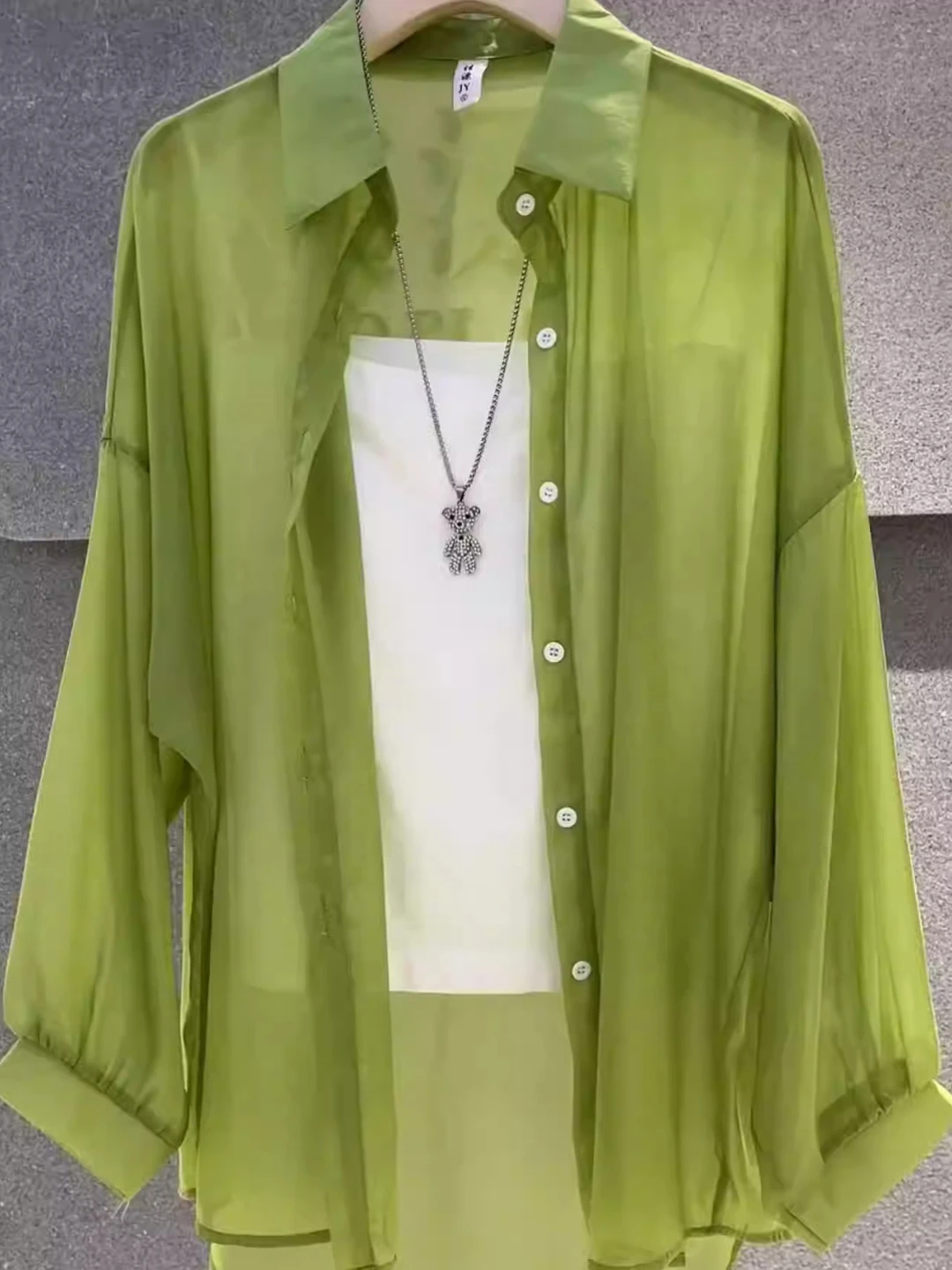 Faionable All-Match Pearl Sand Ice Silk Long Sve Protezione solare irt Inverno Nuove donne Capispalla Allentato Top irt