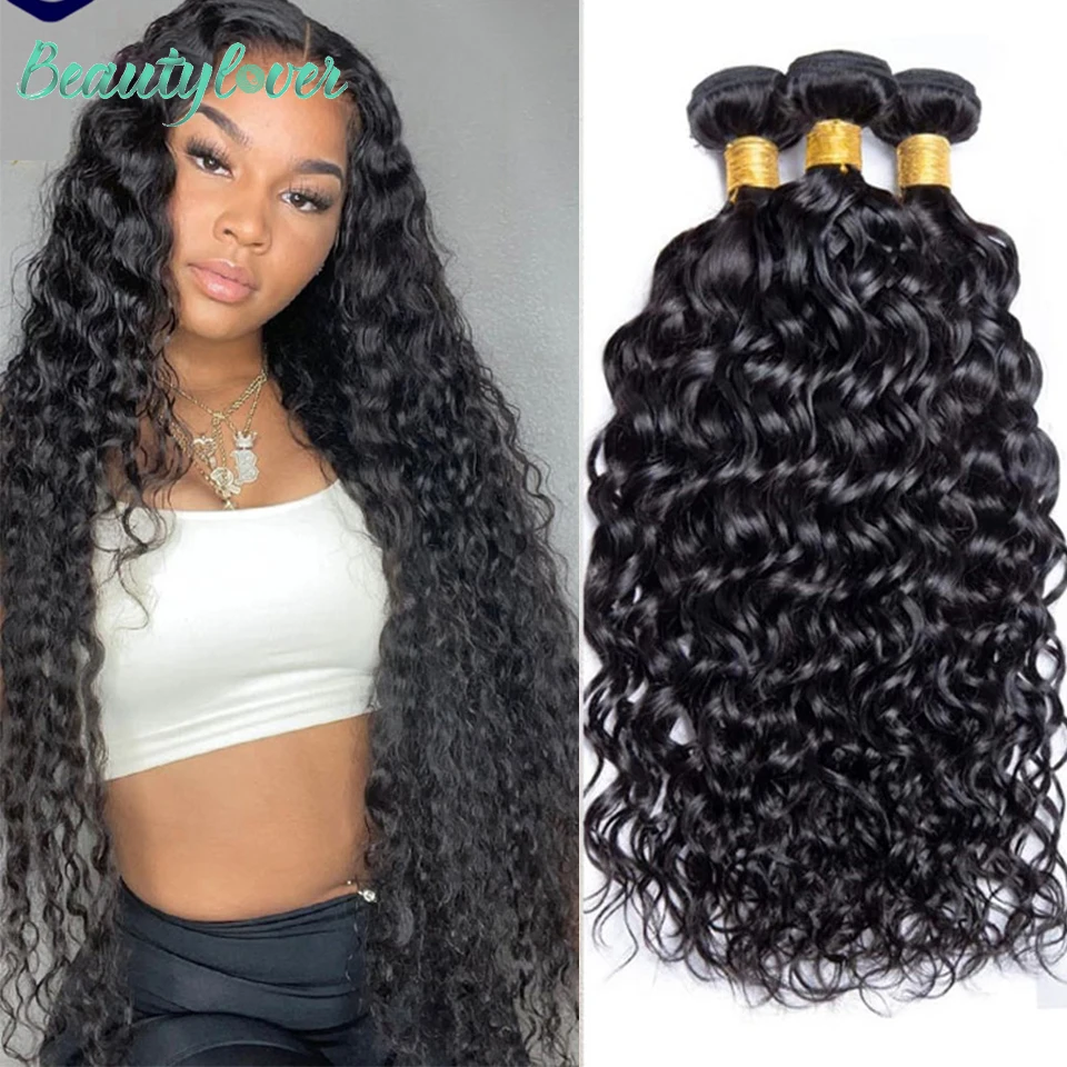 

Thick Water Wave Bundles Human Hair Bundles Peruvian Virgin Hair Weaving Wet And Wavy Hair Extensions For Women Beautyloverhair