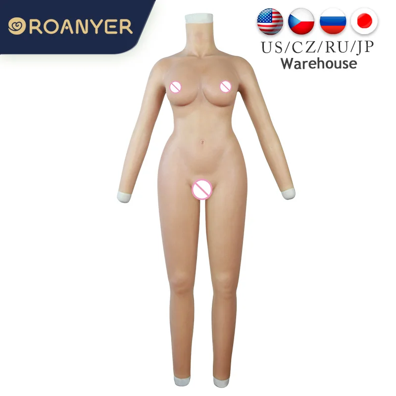 Roanyer Silicone C Cup Whole Bodysuit Crossdresser Costumes Fake Boobs Body Suit Drag Queen Transgender Male to Female