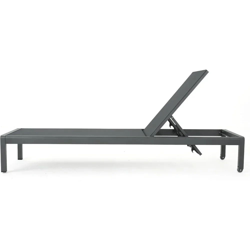 

Алюминиевые шезлонги ad Cape Coral для улицы с сетчатым сиденьем, комплект из 2 предметов, серый/темно-серый