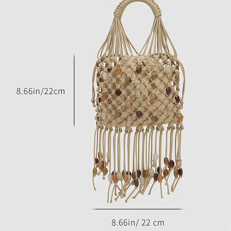 

Hollow Out Beads Bucket Bags For Women Luxury Designer Handbag And Purse New In Casual Tassel Decoration With Inner Pocket