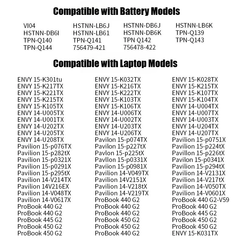 VI04 بطارية الكمبيوتر المحمول ل Hp Envy 14 15 17 ProBook 450 455 440 G2 445 756479-421 HSTNN-DB6I HSTNN-DB6K HSTNN-LB6J HSTNN-LB6K VI04