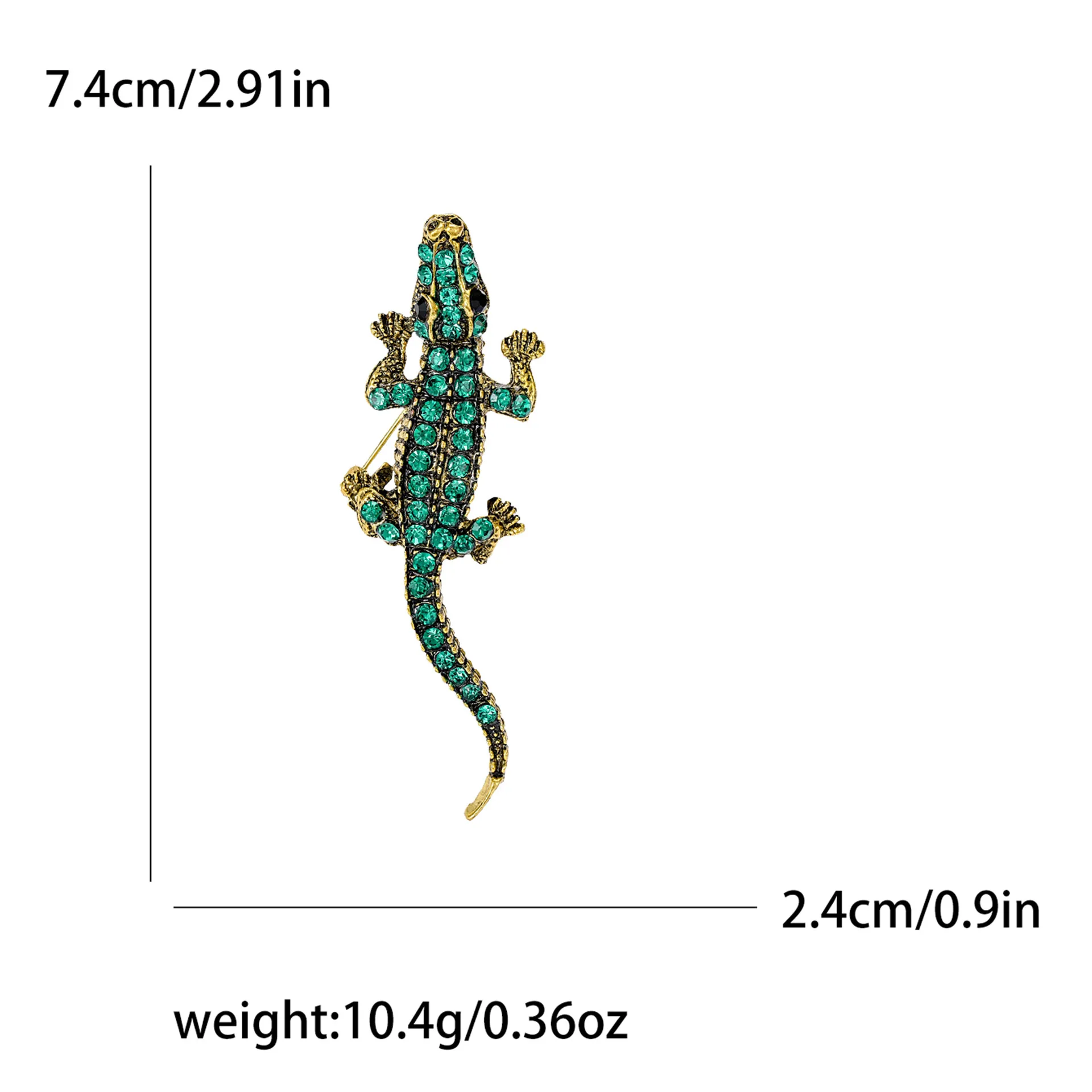 Rhinestone Crocodile Brooches Women Men Metal Classic Animal Fish Clothing Suit Coat Accesories Pins Party Daily Jewelry Gifts