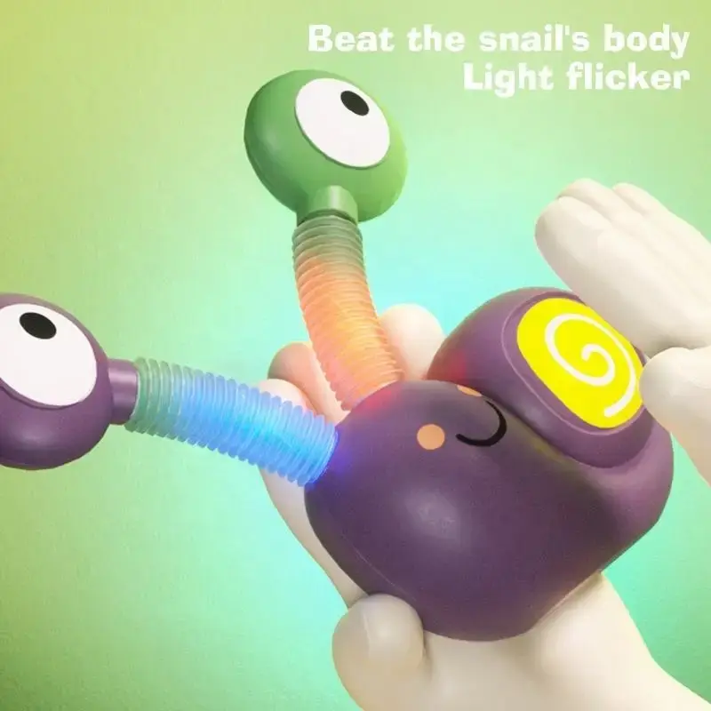 Variable Shape Fidget Sensory Toys Telescoping Tube Cute Retractable Snail Decompression Toy with Light