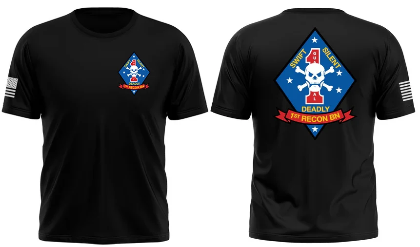 USMC 1st Marine Recon Battalion T Shirt Men US Army Fashion Casual T-Shirt Stylish Clothes Trendy Clothing Men's Tops Tee Shirt