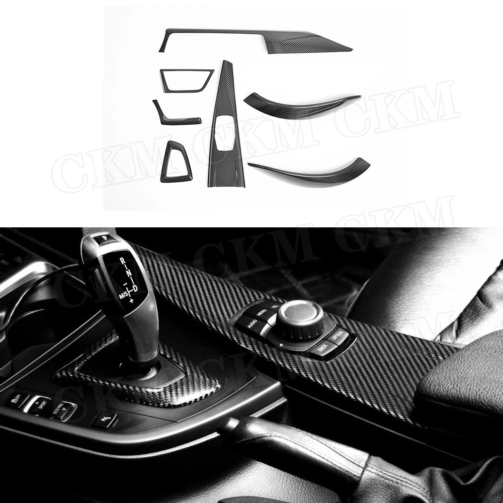 

Dry Carbon Fiber Center Console Gear Shift Panel Trim Stickers Door Handle Frame Covers For BMW 4 Series F32 F33 F36 2013-2016