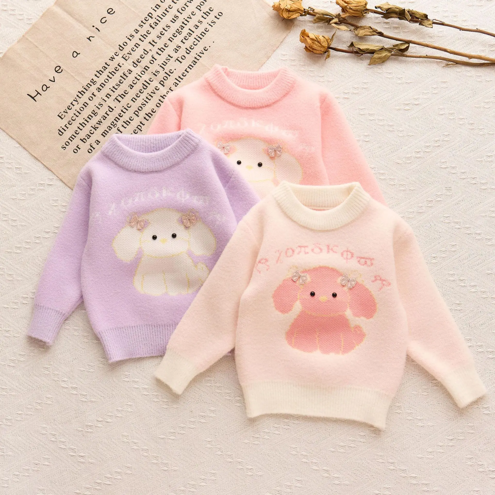 

Girls Sweaters Spring Autumn 2025 Children Woolen Jersey Tops Clothes For Baby Girl Cute Knitted Outerwear Kids Pullover Sweater