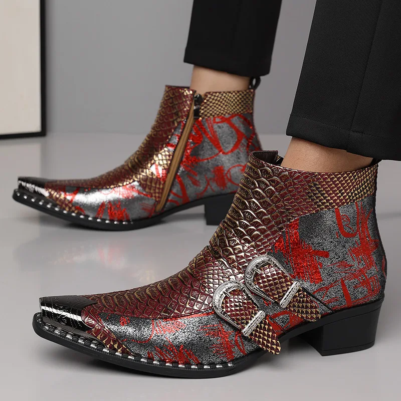 Mens Retro Cowboy Leather Ankle Boots New 2027 Height Increase Pull-On Chelsea Short Boots Plus Size 47-48 Luxury Designer Shoes
