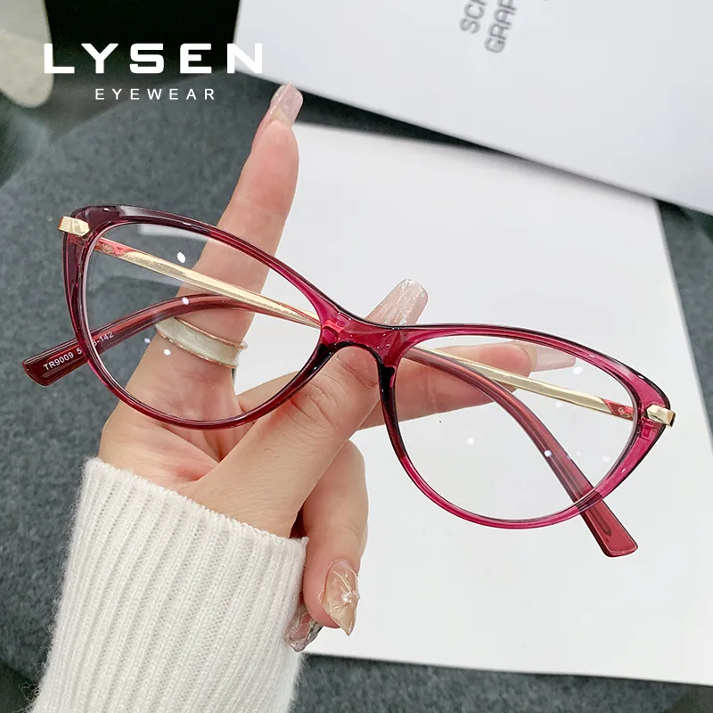 LYSEN موضة عين القط المرأة قصر النظر اللونية مكافحة نظارات الضوء الأزرق نظارات للقراءة مع وصفة طبية العدسات التقدمية #5
