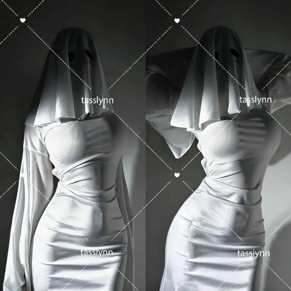 Female Ghost Cosplay Costume Halloween Scare Face Cape Scream Costume Adult Fancy Dress Halloween Cosplay Costume