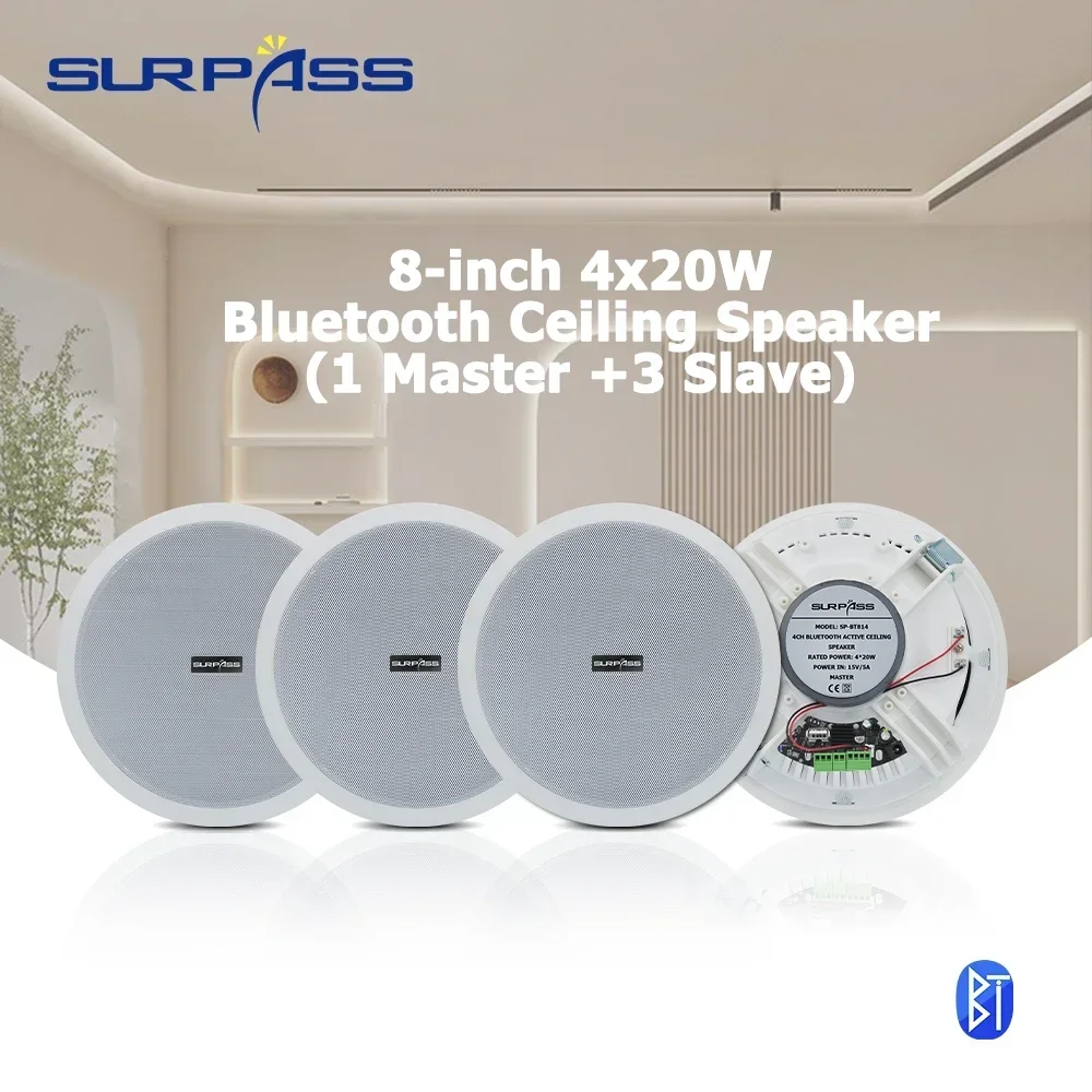 8inch 20W Domestic 4pcs Ceiling Bluetooth Speaker Built-in Digital Class D Domesticr Full Range Home Audio Sound System for Indo