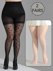2 pairs Plus Size High Waist Pantyhose Ultra-thin Nylon stocking High Quality designing for ladys and Girls