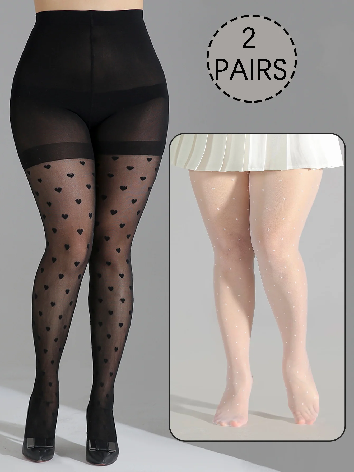 2 pary rajstop Plus Size z wysokim stanem Ultracienkie nylonowe pończochy Wysokiej jakości konstrukcja dla pań i dziewcząt