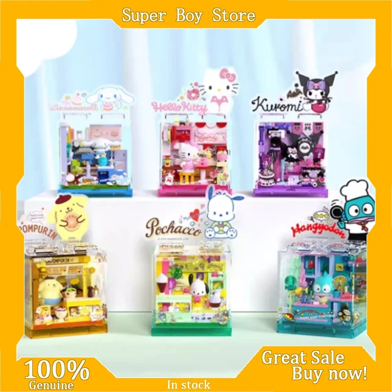 

Набор строительных блоков AREA--X Sanrio Characters: милый магазинчик с Куроми и Хелло Китти, игрушка для сборки, настольное украшение, подарок на день рождения для девочек