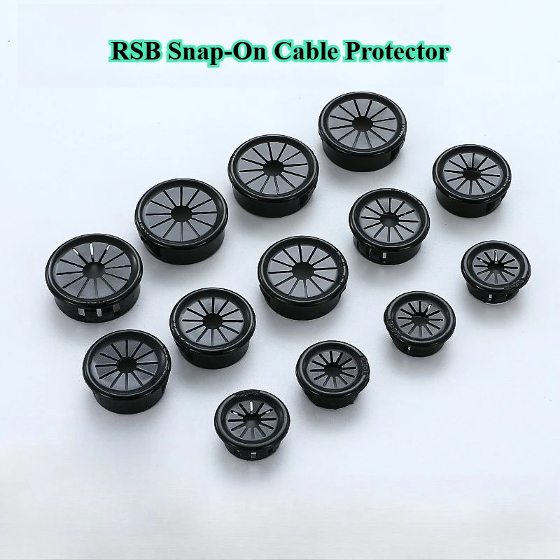 RSB Nylon Snap-On Star-Shaped Wire Protector, Wire Harness Clamp, Plastic Petal-Shaped Protective Ring, Wire Exit Hole Plug