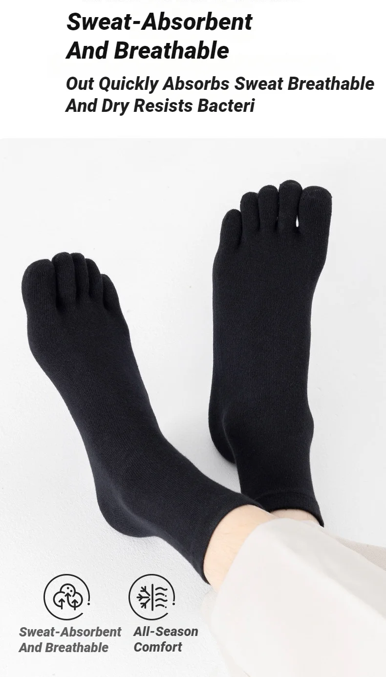 5 Paar Herren-Fünf-Zehen-Socken in Uni-Farben, geruchsresistent, atmungsaktiv, rutschfest, für den täglichen Sport- und Outdoor-Einsatz – Detail 10