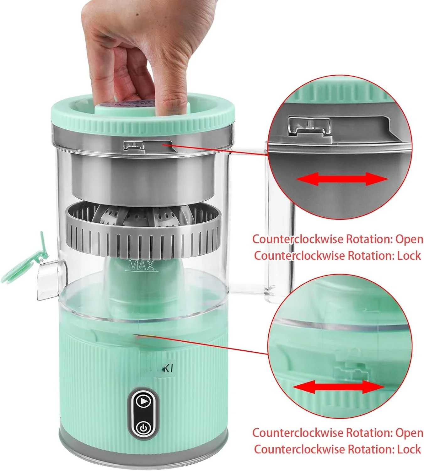 آلة عصارة الحمضيات القابلة لإعادة الشحن مع كابل USB وفرشاة تنظيف ، سهلة الاستخدام ، فواكه ، ليمون ، وجريب فروت ، Po