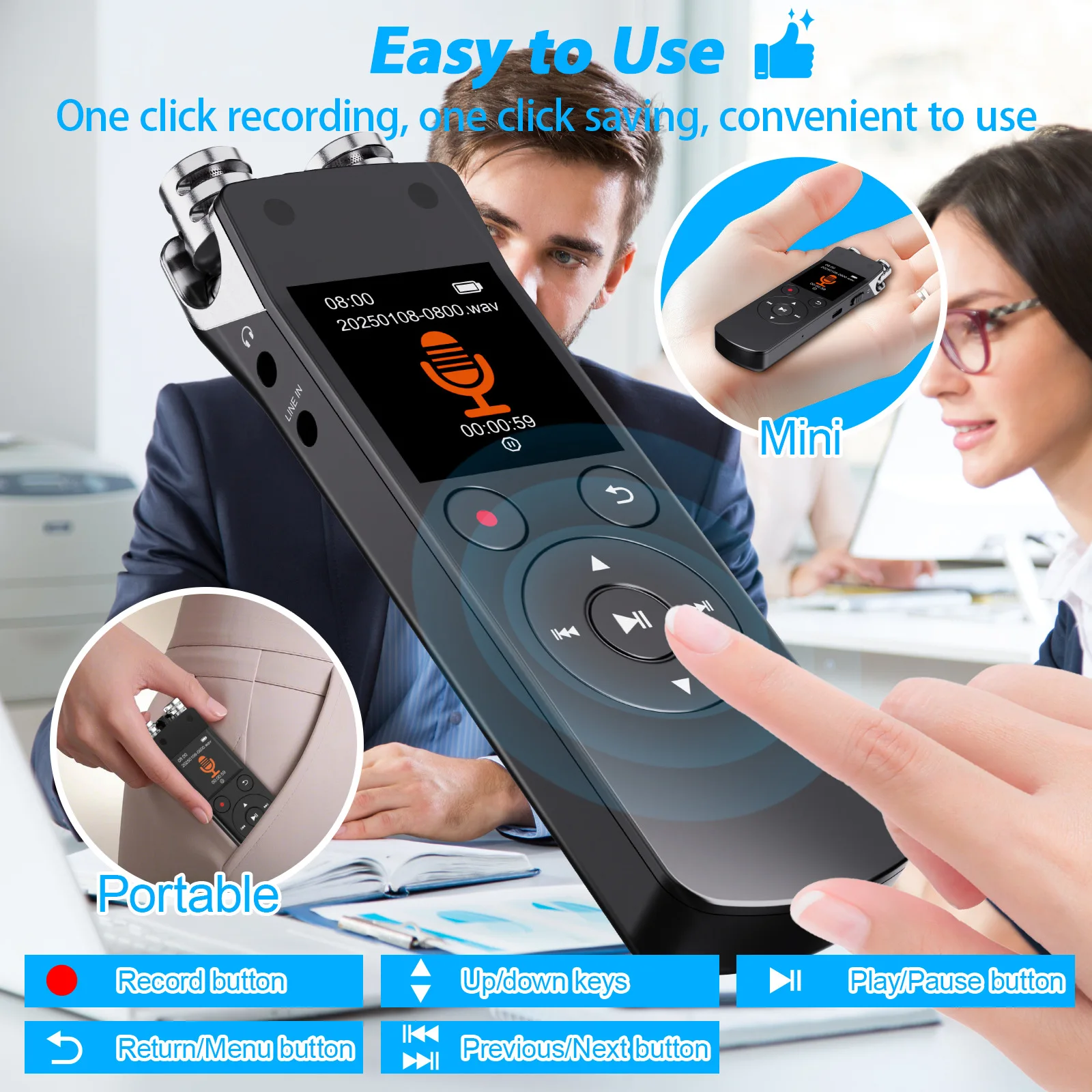 N15 مسجلات الصوت الرقمية شاشة الكريستال السائل شاشة قلم تسجيل عالية الوضوح لاعب الحد من الضوضاء بلوتوث WAV قلم تسجيل #5