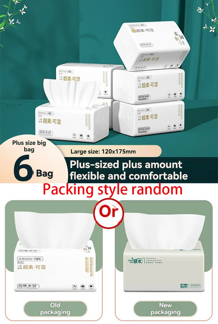 8 Packs Extractable Toilet Paper 4 Layers Thickened Wettable Facial Tissue Kitchen Napkins Handkerchiefs Disposable Tissue Paper