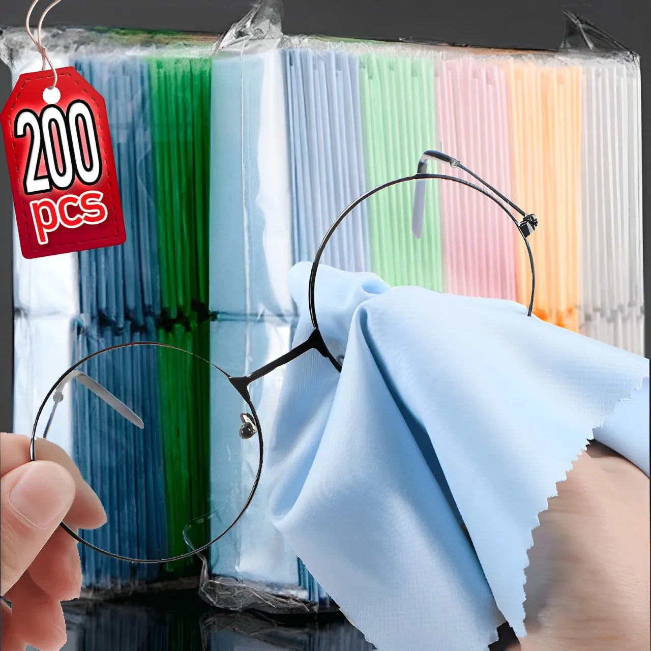 10-200pc Glasses Cloth Mixed Color Wipe Fiber Cleaning Cloth Polishing Eyeglasses Camera Phone Computer Screen Stains Wet Wipes