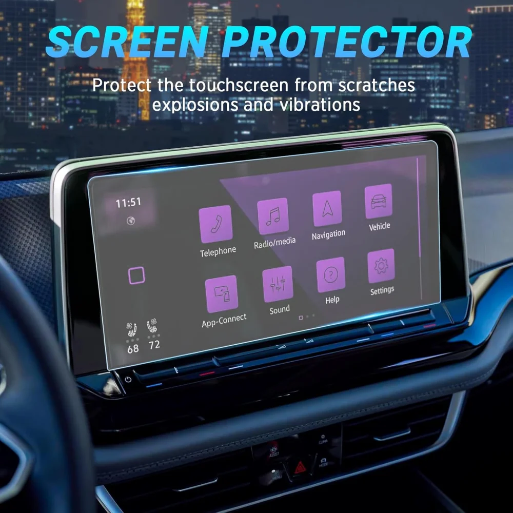 12 بوصة واقي للشاشة ل Volkswagen Atlas 2024 2025 نظام تحديد المواقع والملاحة الزجاج المقسى طبقة رقيقة واقية المضادة للخدش الملحقات