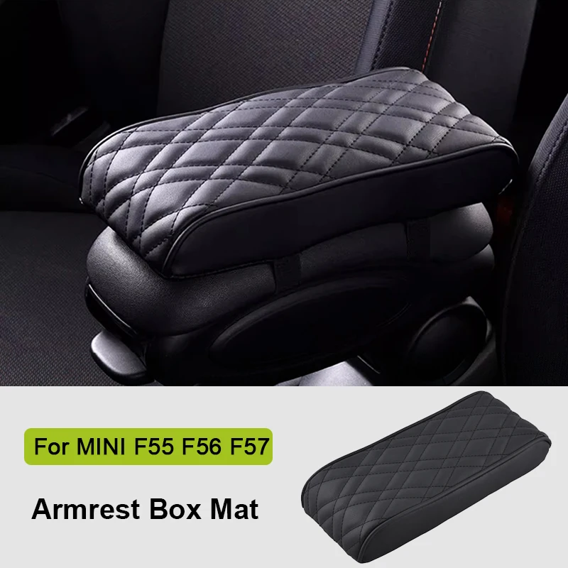 PU Leather Car Armrest Mat Center Console Arm Rest Protection Cushion For MINI Cooper F55 F56 F57 Auto Armrests Storage Box Pad