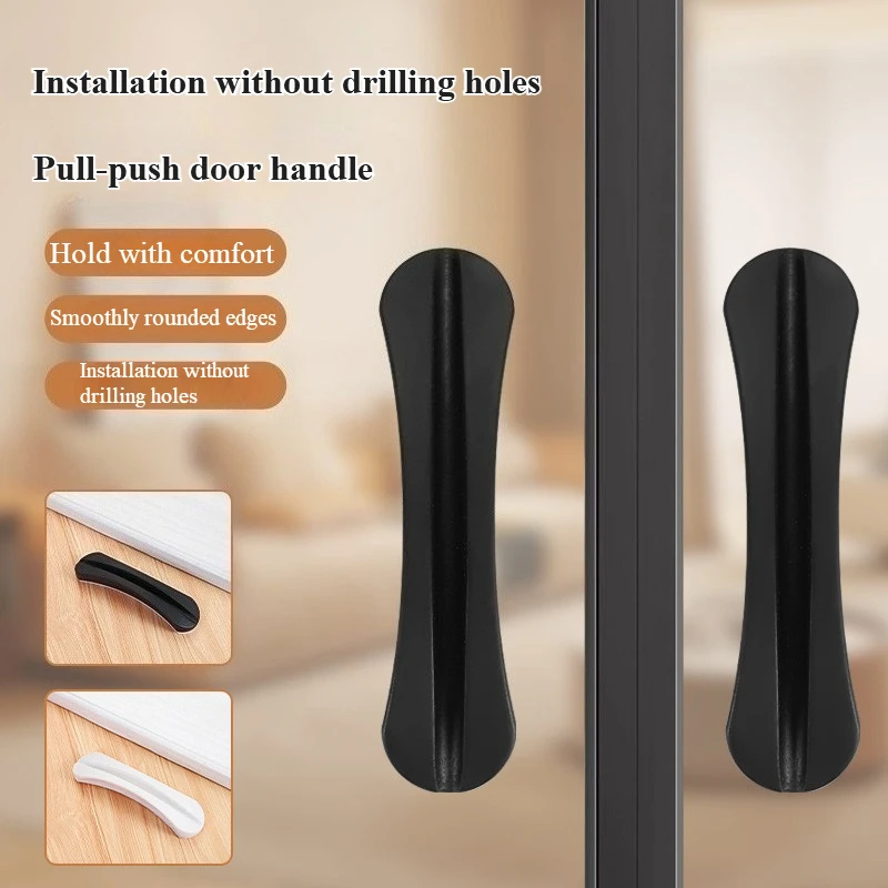 Invisible handle cabinet door black handle modern simple white cabinet door drawer wardrobe hidden glass handles