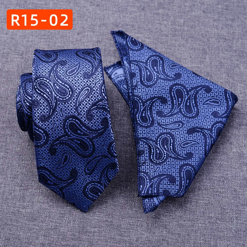 Casual Hand Tie Pocket Square Men Two-piece Men's Business Suit Shirt Accessories Elegant Mens Ties Luxury Men's Tie Set for Men