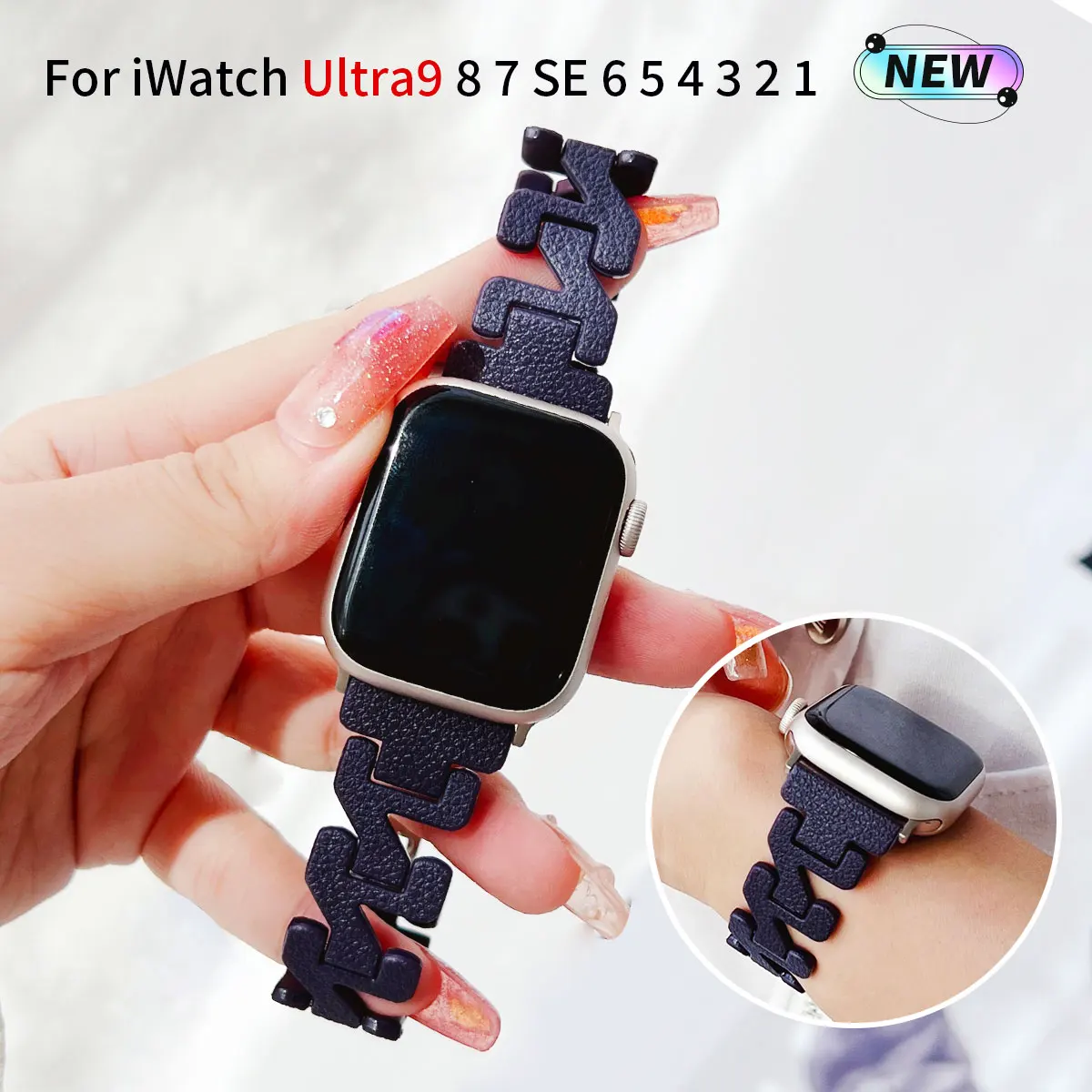 For Apple Watch 49-38mm models iwatch Series Ultra 9 8 7 6 5 SE 4 3 2 1 Letter form Sport All-in-one strap