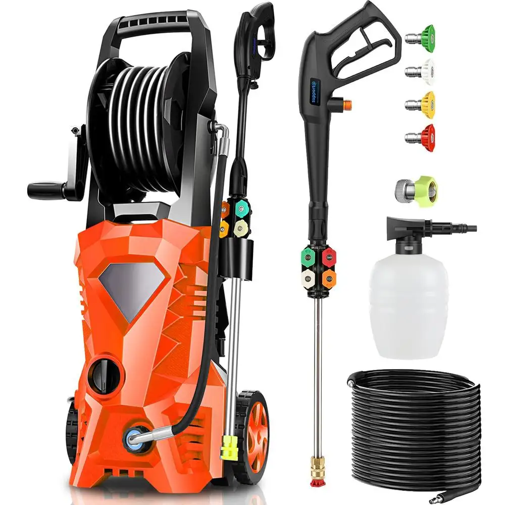 Electric Power Washer 4500 PSI 2.8 GPM with 4 Pressure Nozzle and Foam Cannon Home Car Washing 33ft Hose Metal Connections Total