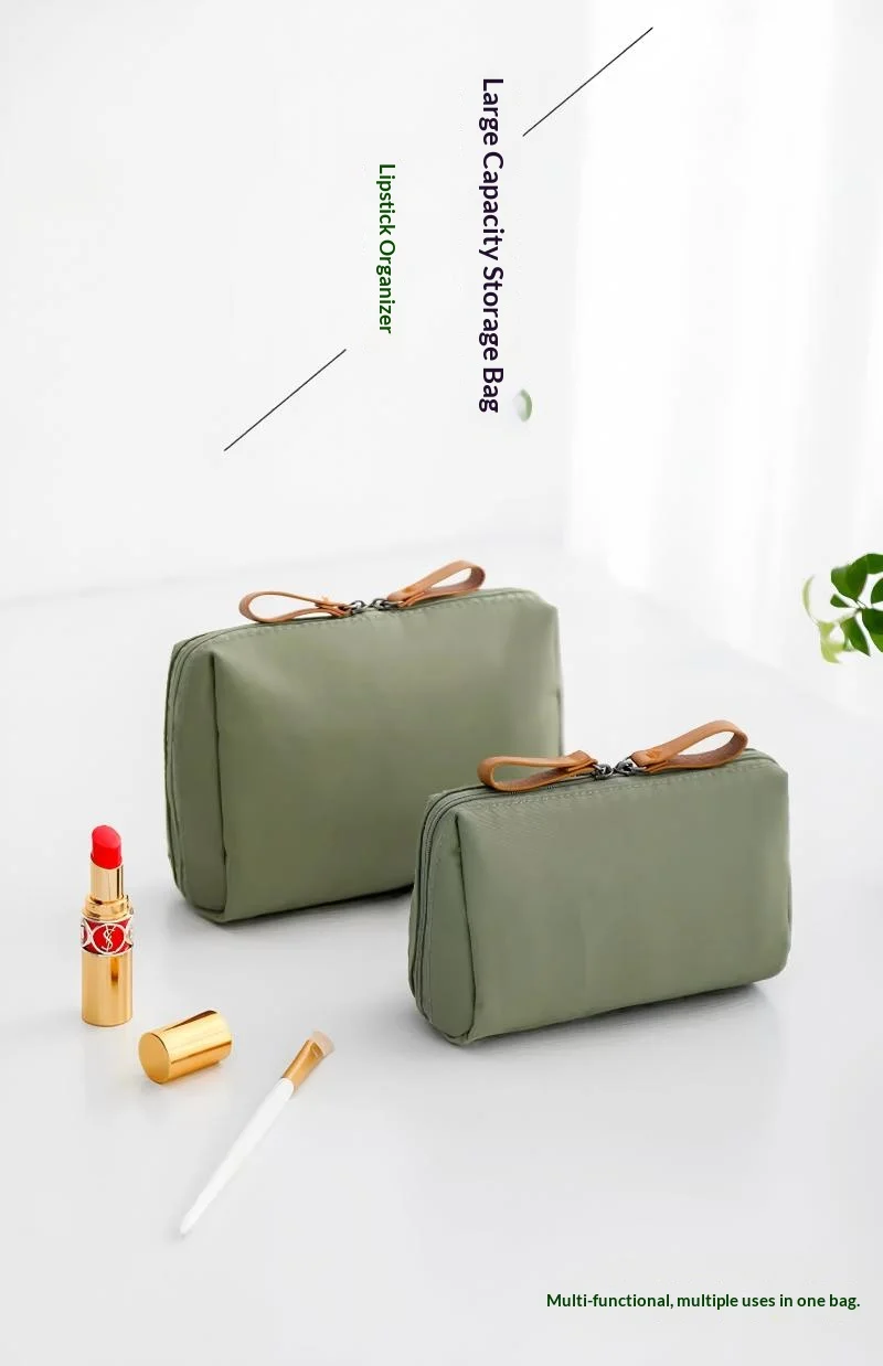 Homefish New Korean Style Solid Color Cosmetic Bag Women Waterproof Makeup Organizer Toiletry Pouch