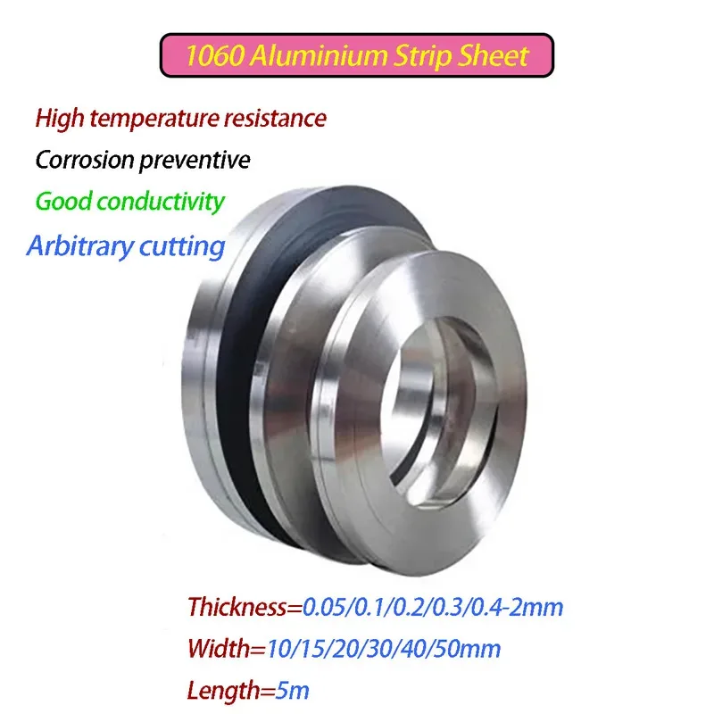 Aluminum Foil Strip 5 Meters Long 0.05/0.1/0.2/0.3/0.4/0.5/0.6/0.8/1/1.2/1.5/2mm Thickness
