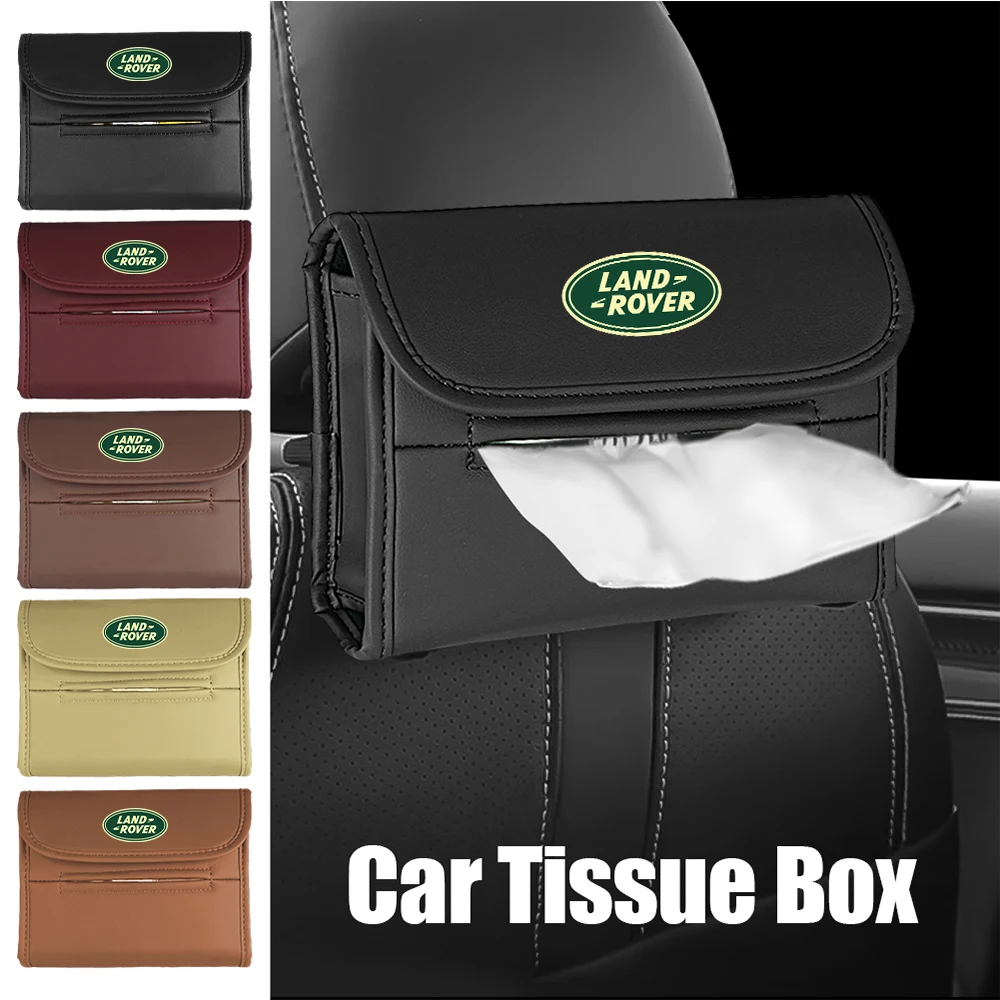 1Pcs Car Leather Hanging Tissue Box Seat Back Napkin Paper Storage Bag For Landrover SVR Discovery Velar Evoque Range Rover L322