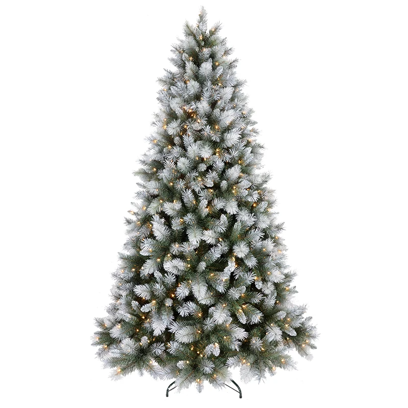 Artificial PVC Pine Needle Christmas Tree with Light Emitting Diode Light Mixed Material Holiday Decor