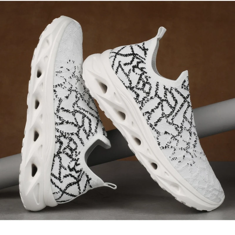 

New Summer Fei-woven Mesh Breathable One-foot Flat and Shallow Elastic Mesh Men's Large-sized Outdoor Casual Sports Shoes