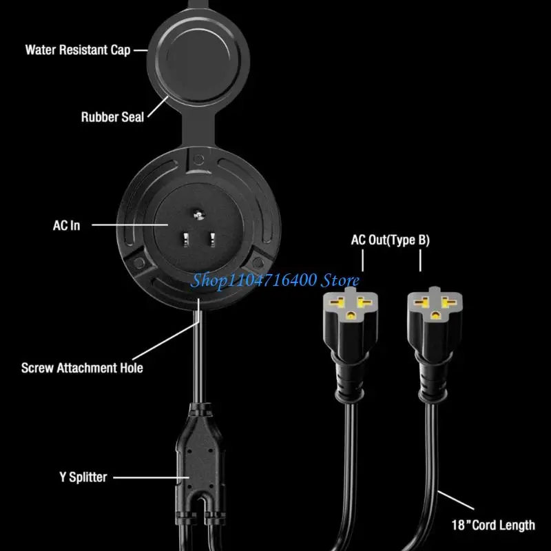 

y1gd 5 in 1 20A 125V AC Port Plug Power Adapter Plug Socket for Campers Vehicles