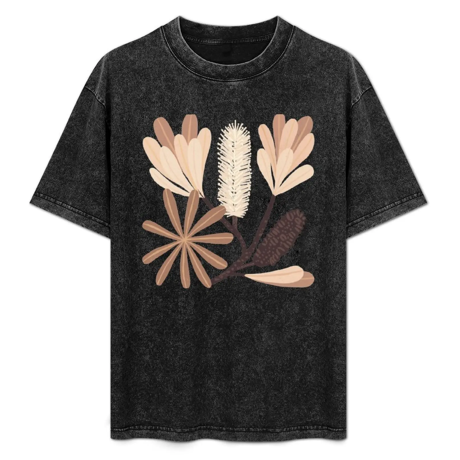 Australian Bottlebrush in Neutral Beige Colour Palette T-Shirt Work Wear Lightweight Tee