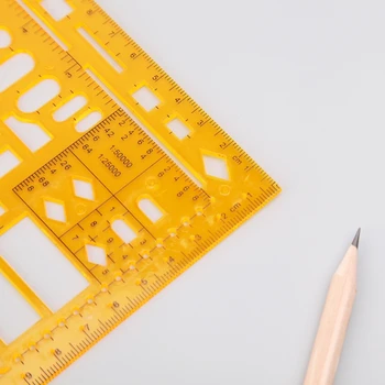 ทนทาน K เรซิ่นทหารแม่แบบการวาดภาพร่างไม้บรรทัดลายฉลุเครื่องมือวัด D5QC