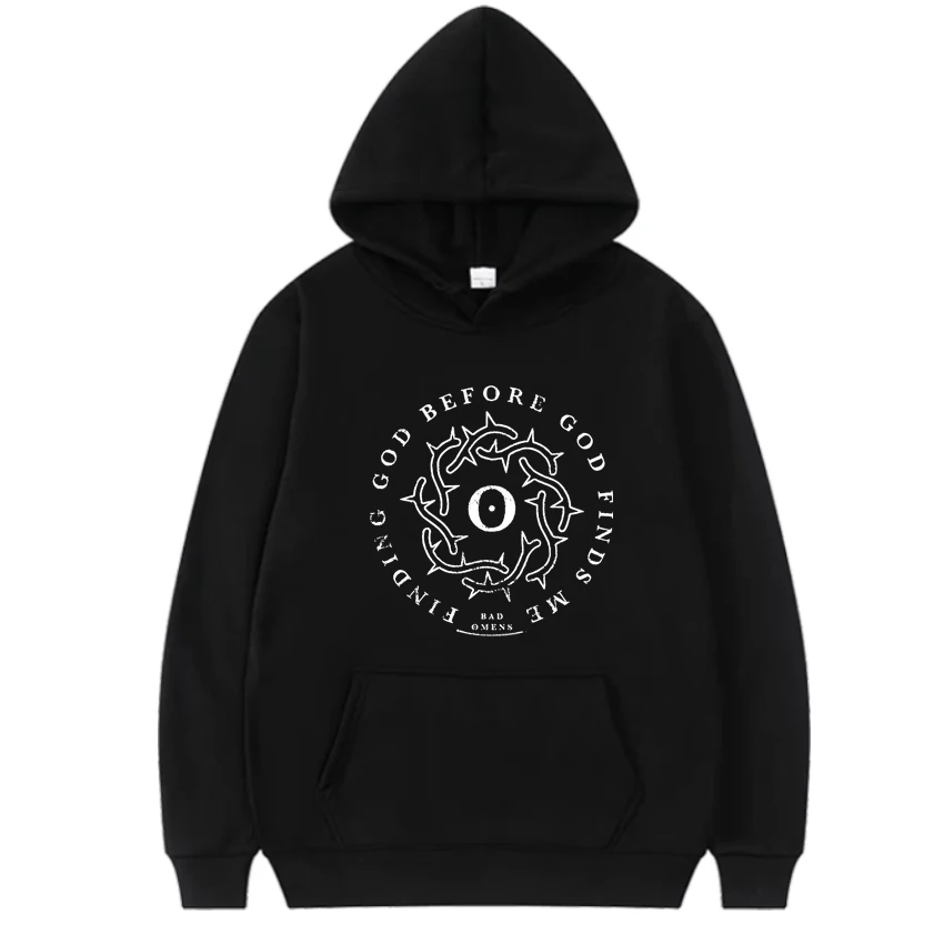 

Hot sale Bad Omens logo print Hoodie 2024 Men Women vintage hip hop Casual streetwear Unisex black Fleece Long sleeve Sweatshirt