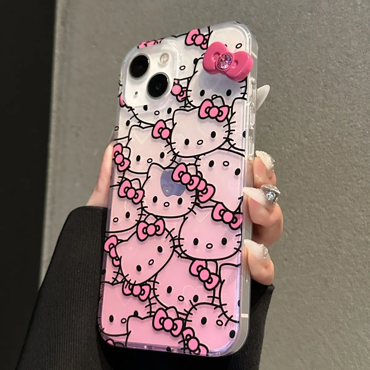 Sanrio Hello Kitty Full Screen KT Phone Case For iPhone15 14 13 12 11Pro Max 78Plus XR XS MAX Y2K Girl Cute Anti Fall Back Cover