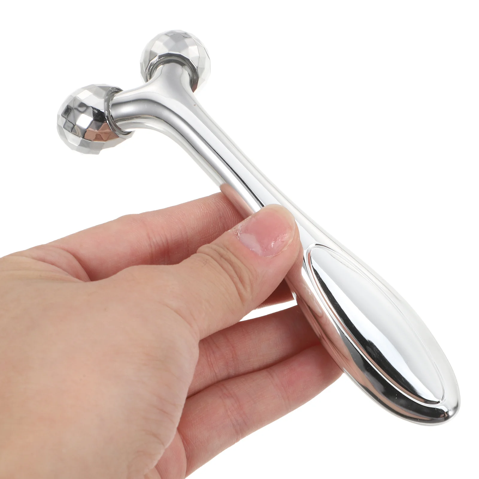 Silver Portable Microcurrent Face Lifting and Firming Roller Skin Tightening Toning Massager for Wrinkles Anti-Aging Facial