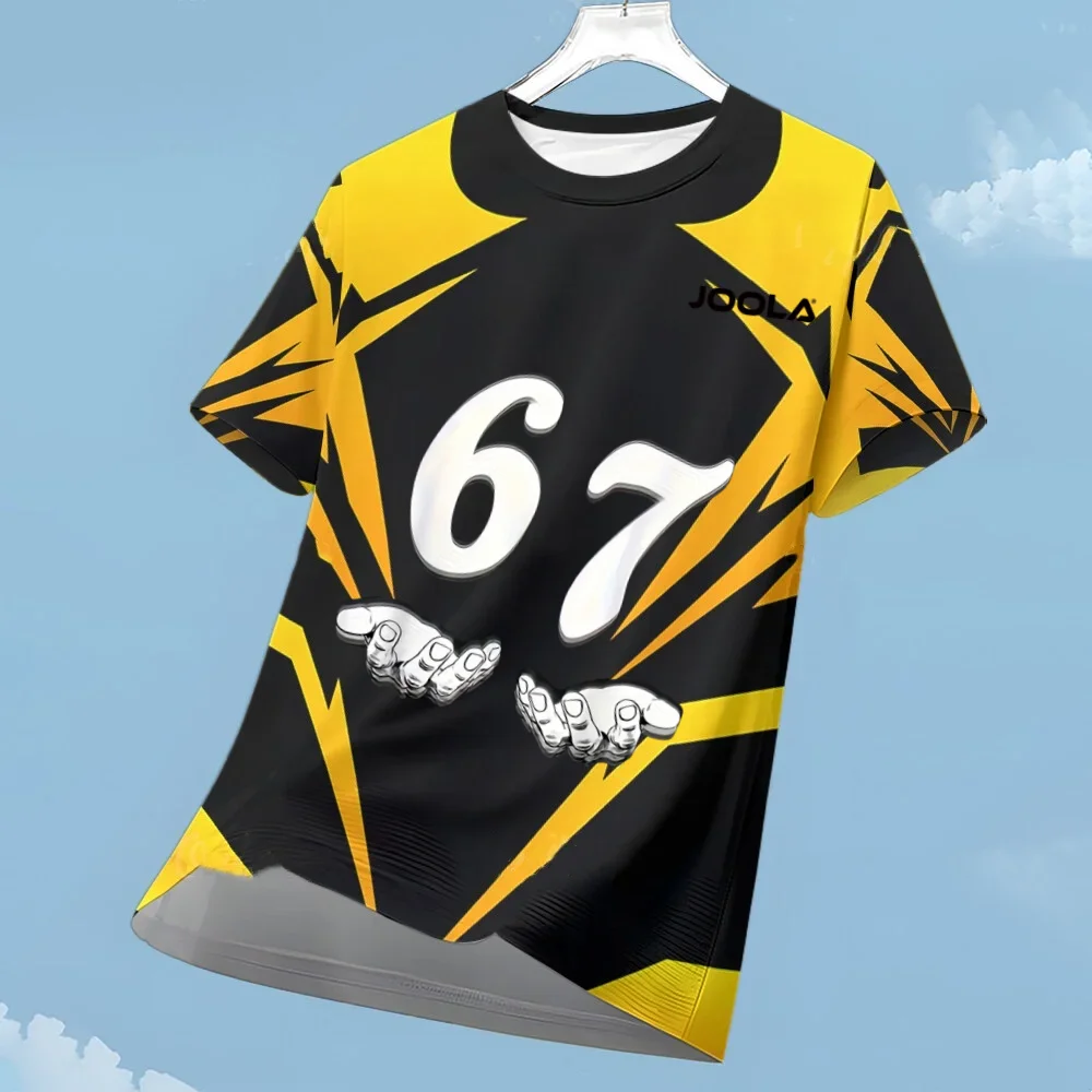 

New JOOLA 67 Print Men's Sports T-shirt Quick Dry Breathable Table Tennis Training Tee